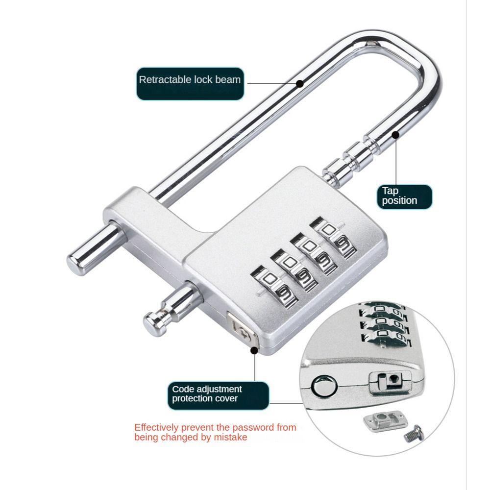Adjustable Lengthened U-shaped Lock 4Digit Password Lock Head Retractable Code Lock Wardrobe