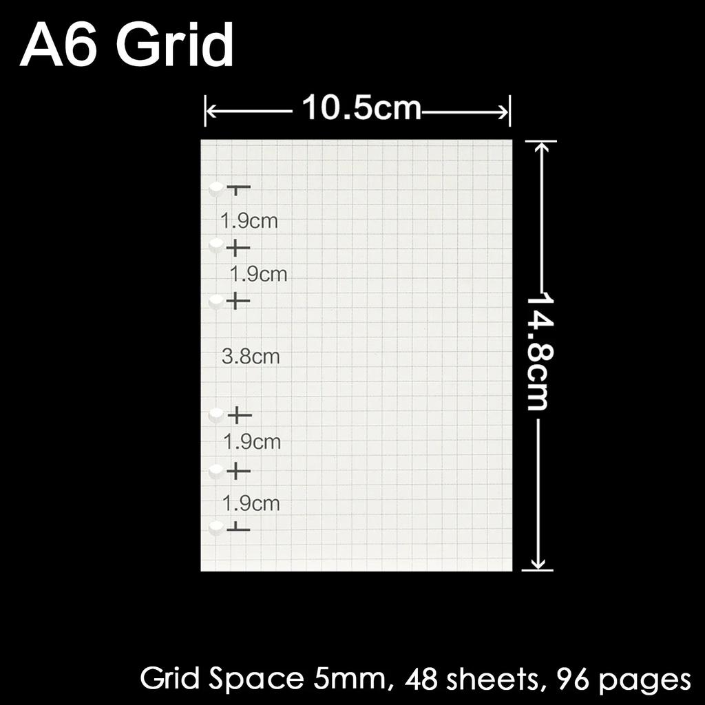 4 Pcs/ Lot High Quality Ring Binder Notebook Insert Refills 6 Holes A5 A6 A7 Personal Spiral Diary Planner Inner Core 100G Paper Quality