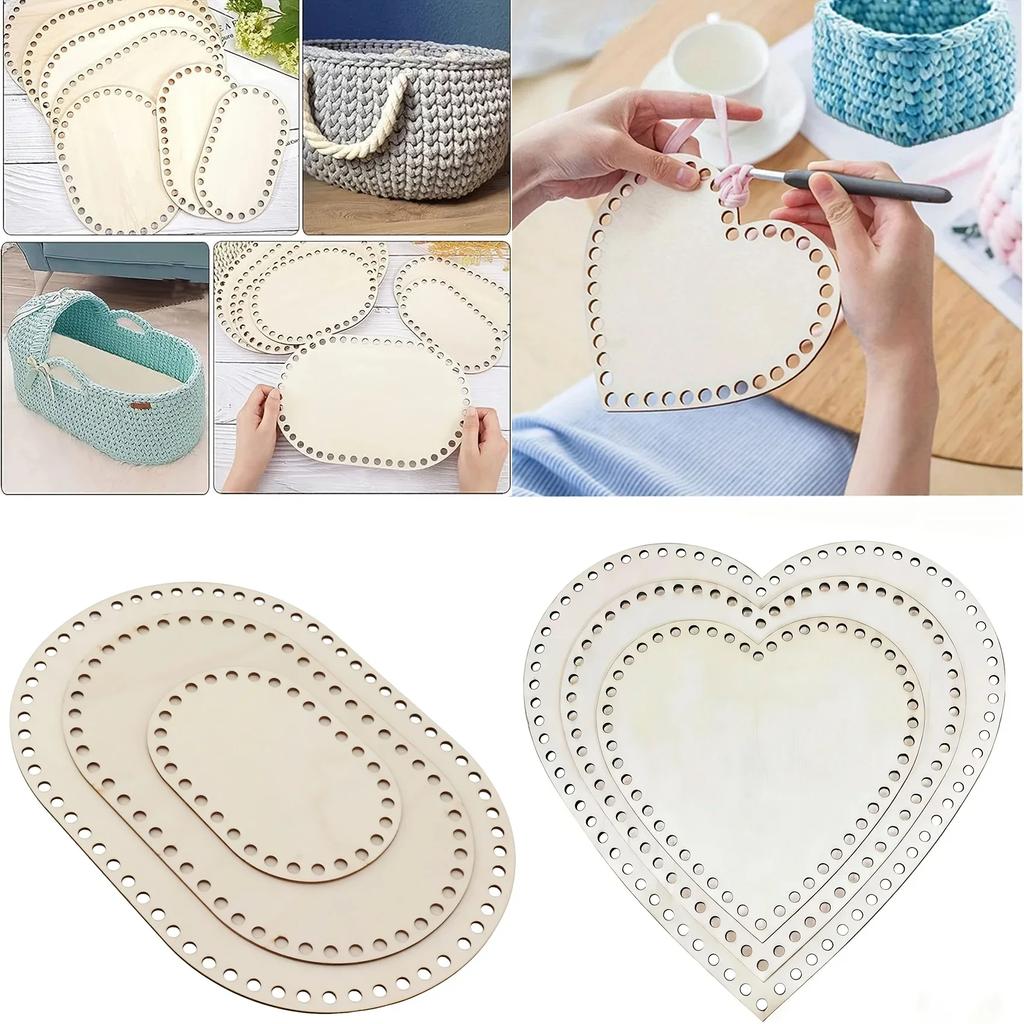 2026 Natural Wooden Basket Bottoms Hollow Crochet Wood Base for Bag Weaving Craft Supplies Making Tool