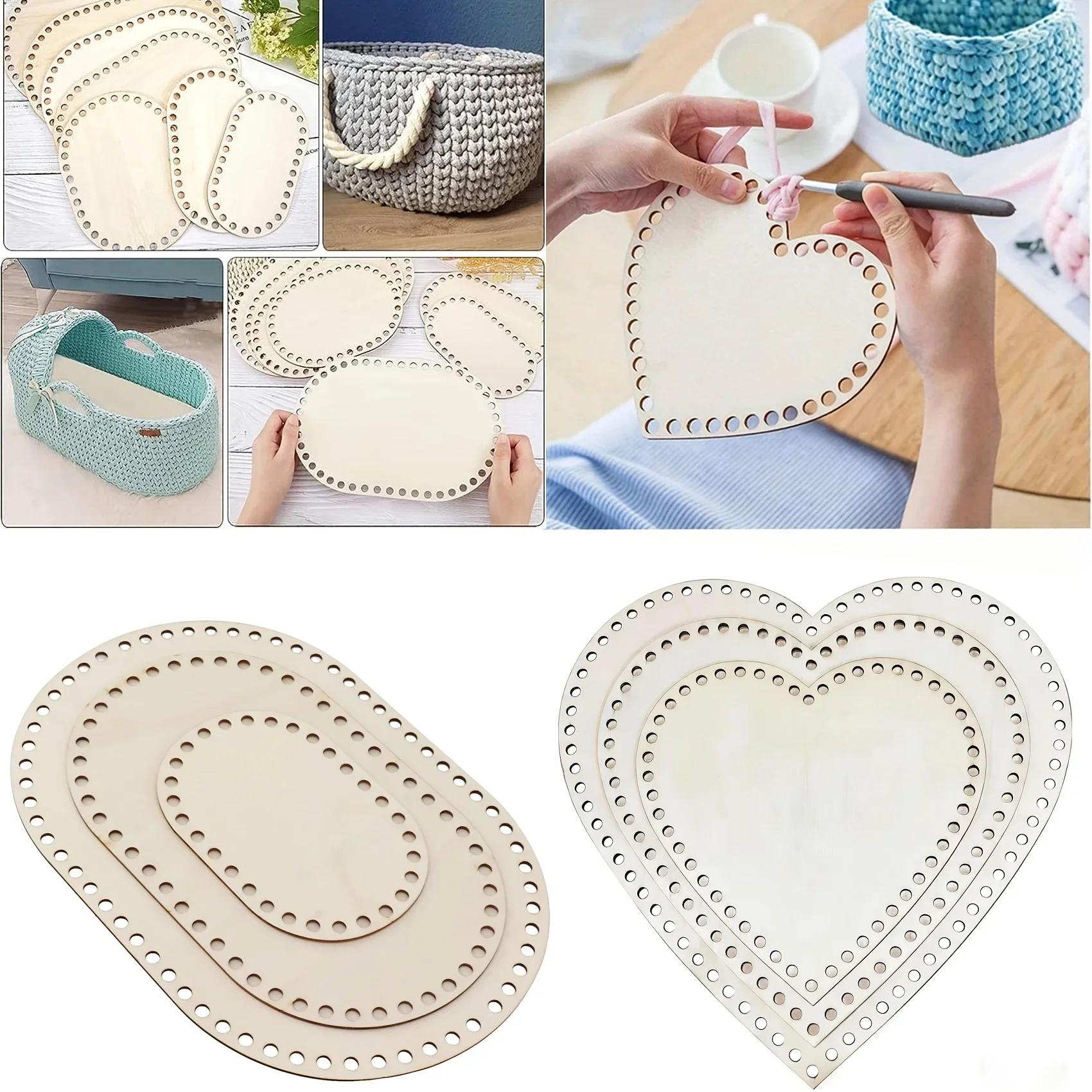 

2026 Natural Wooden Basket Bottoms Hollow Crochet Wood Base for Bag Weaving Craft Supplies Making Tool