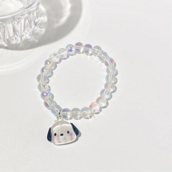 Iridescent Beaded Bracelet Clear Faux Crystal Bracelet Cute Cartoon Animal Charm Bracelet Gift for Girls Best