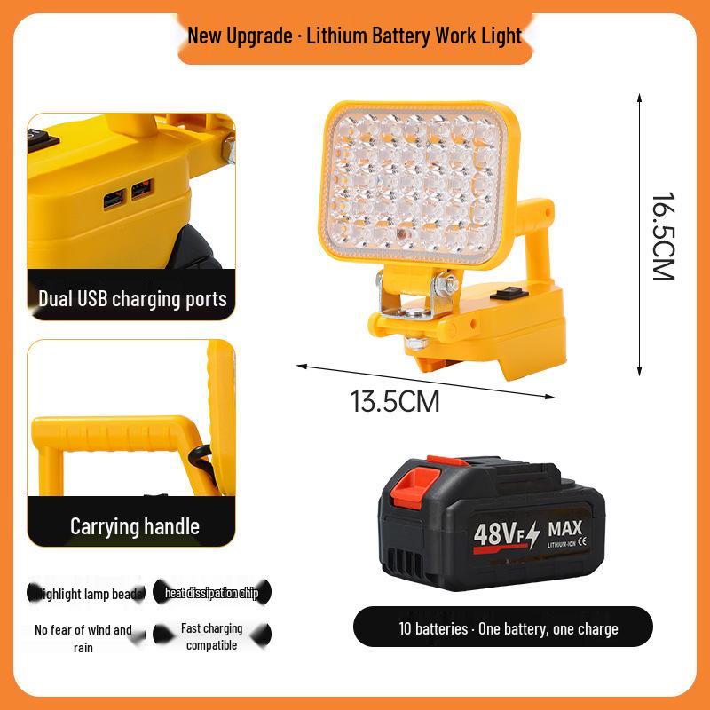 Portable Emergency Lithium Battery Floodlight for Camping, Construction, and Car Repairs