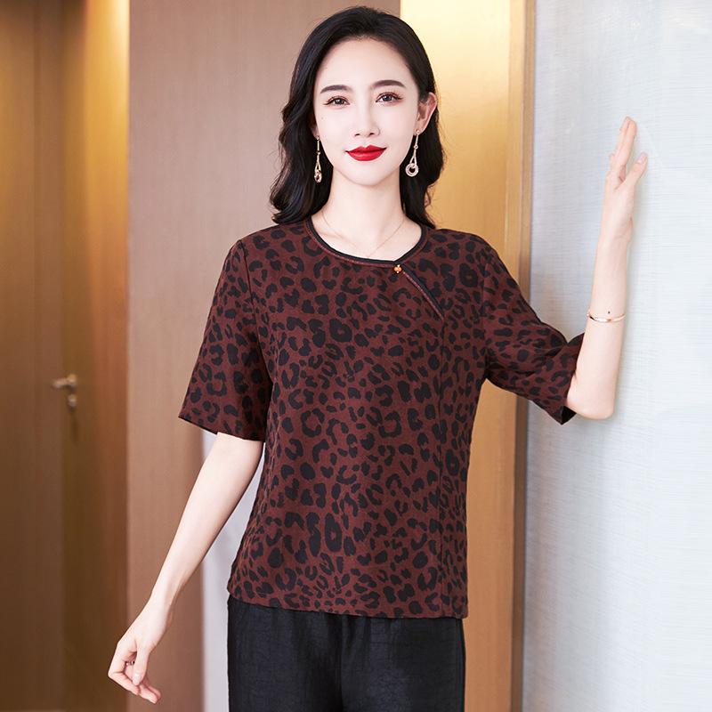 

Xiangyun yarn mulberry silk T-shirt two-piece set women s summer age-reducing fashion silk wide-leg pants set L