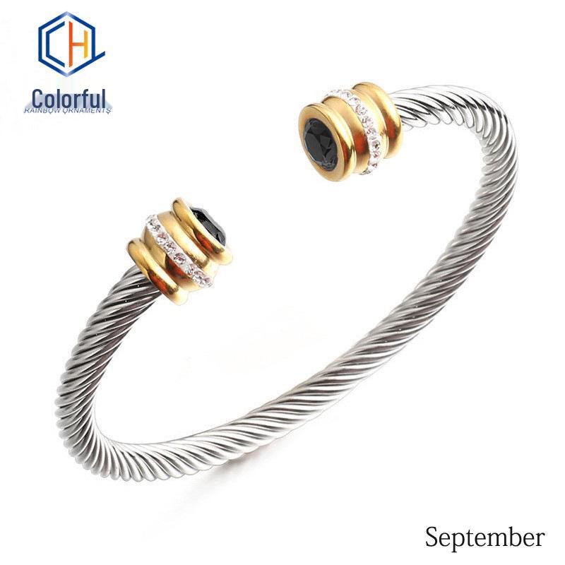 European & American 18K Gold-Plated Stainless Steel Bracelet with Zirconia