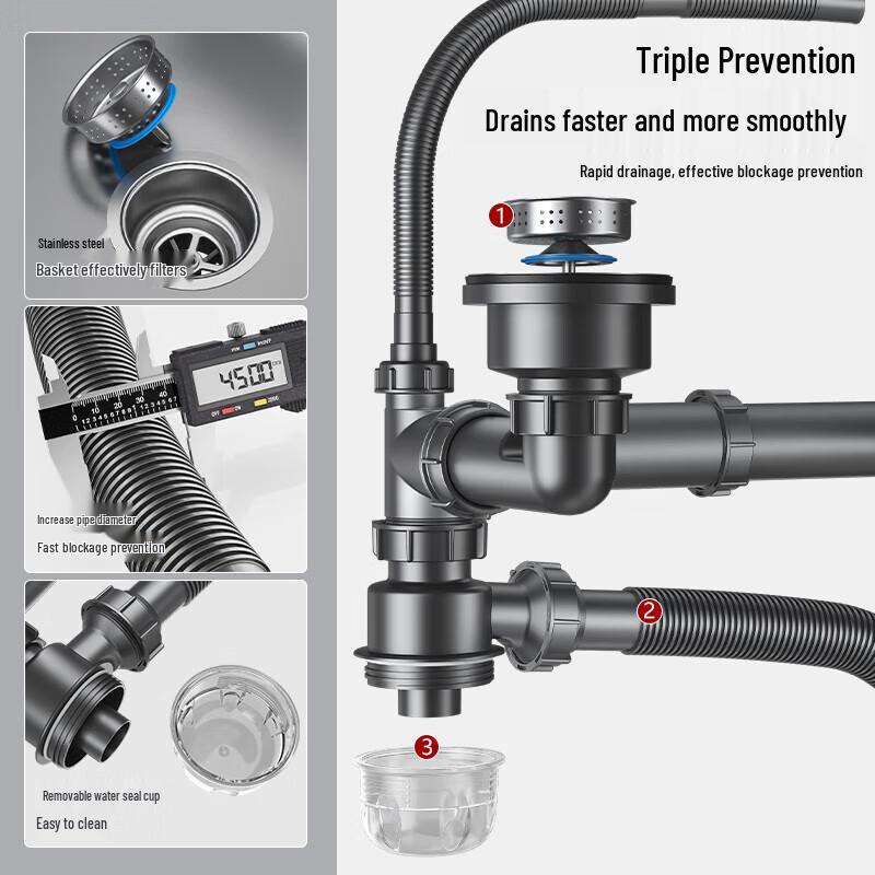 Kitchen Sink Double Drain Pipe Kit