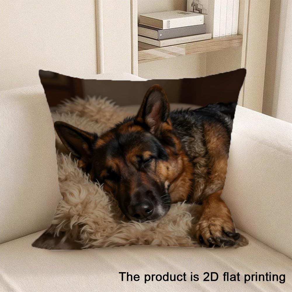 1pc Adorable Pet-themed 2D Flat Printing Pillowcases Sofa Cushion Cover Home Bedroom Room Decoration