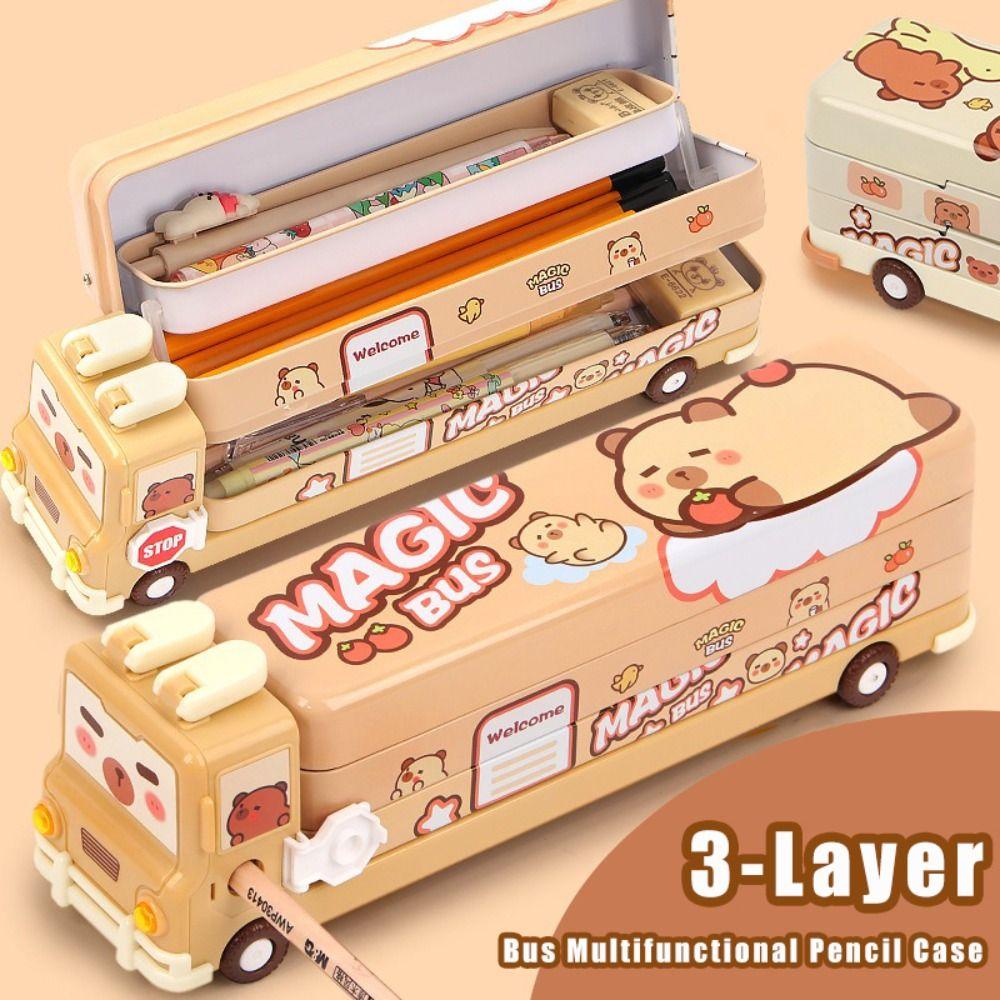 Capybara Pencil Case Bus Shape Stationery Organizer New Stationery Storage Box  Students