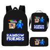 Batoh pro studenty Rainbow Friends pro chlapce, taška na tužky, taška na oběd, taška na doučování