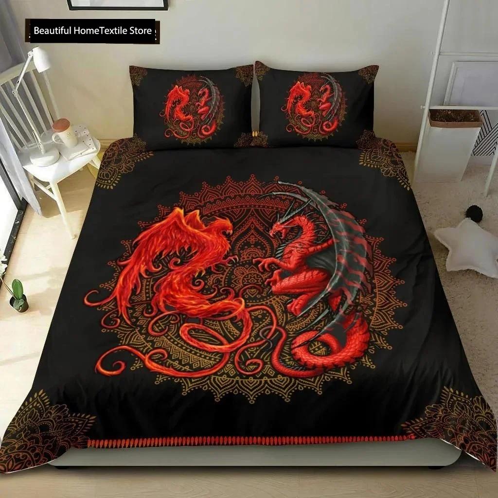 Dragon And Phoenix Comfortable Duvet Quilt Cover Pillowcase Bedding Set Children Bedroom Decoration Home Textile