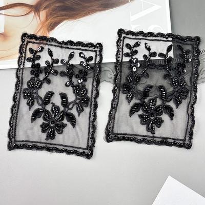 Exquisite Mesh Sequins Floral Embroidery Pocket Cloth Sticker Lace Applique Skirt Dress Jeans Diy Accessories