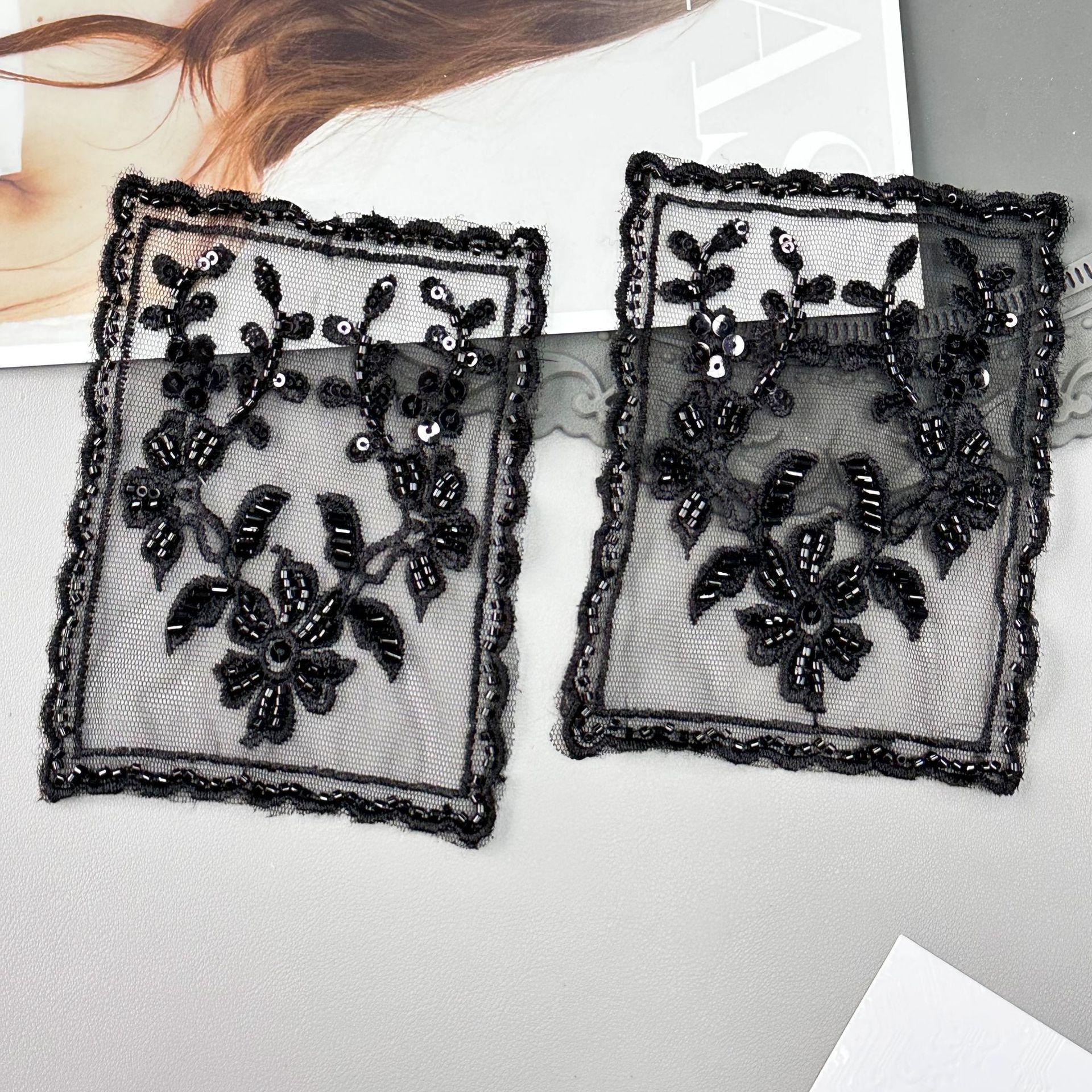 

Изысканная сетка с пайетками, цветочная вышивка, карманная тканевая наклейка, кружевная аппликация, юбка, платье, джинсы, аксессуары для DIY H6066 black pair
