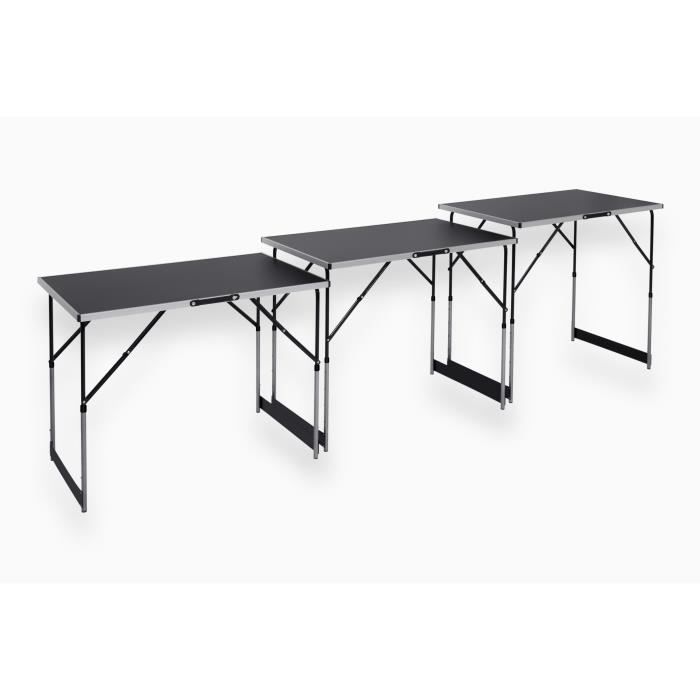 Lot de 3 tables a tapisser - MEISTER - Tables multifonctions - En aluminium - Hauteur réglable