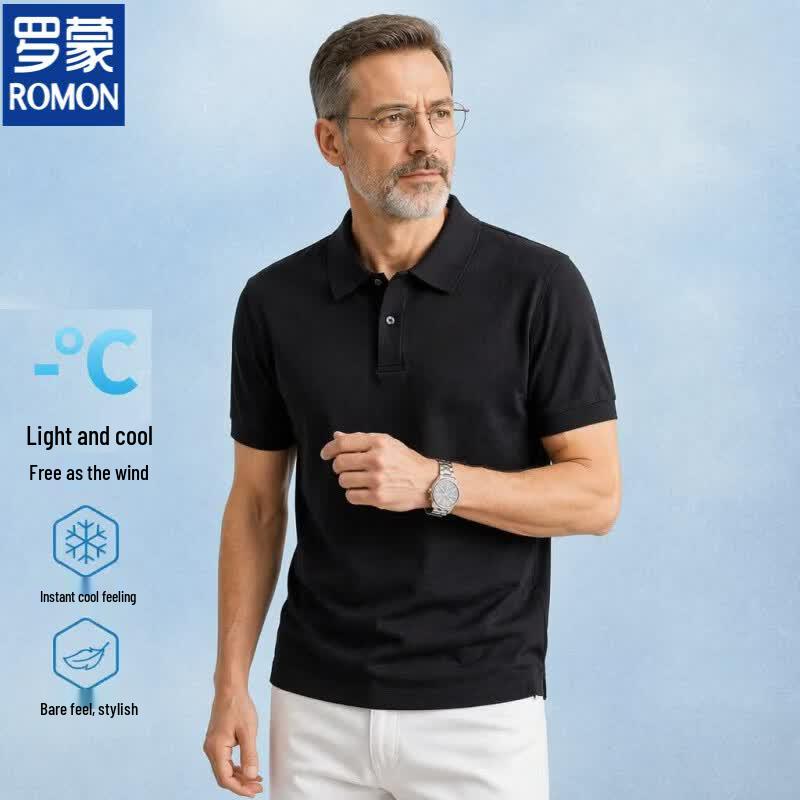 Luo Meng Men s Summer Breathable Knitted Polo T-Shirt L чёрный