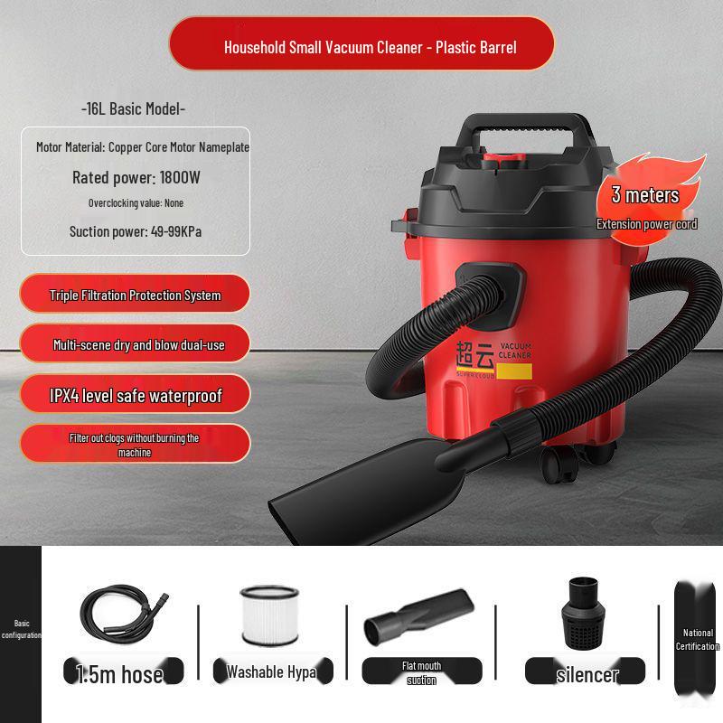 

Industrial Vacuum Cleaner for Household, Car, and Commercial Use - High Power, Large Suction, Carpet Cleaning, Crevice Special, Compact Size