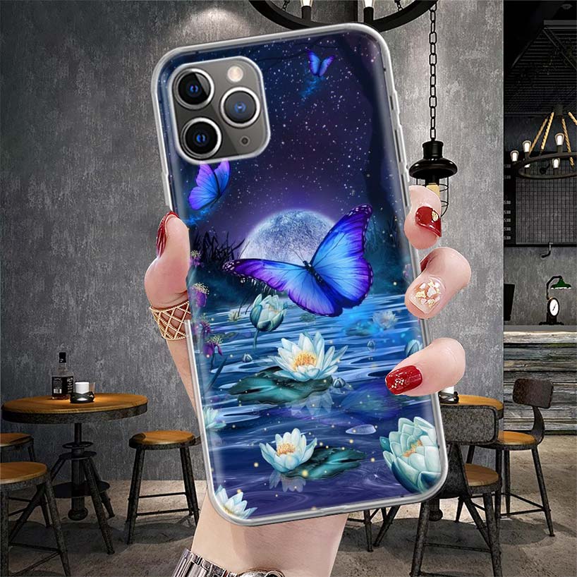 

Blue Butterfly Beautiful Wing Soft Phone Case For IPhone 11 17 Air 16E 16 Pro Max 15 + 14 Plus 13 Mini 12 Apple 7 SE 8 Fundas Co iPhone 17