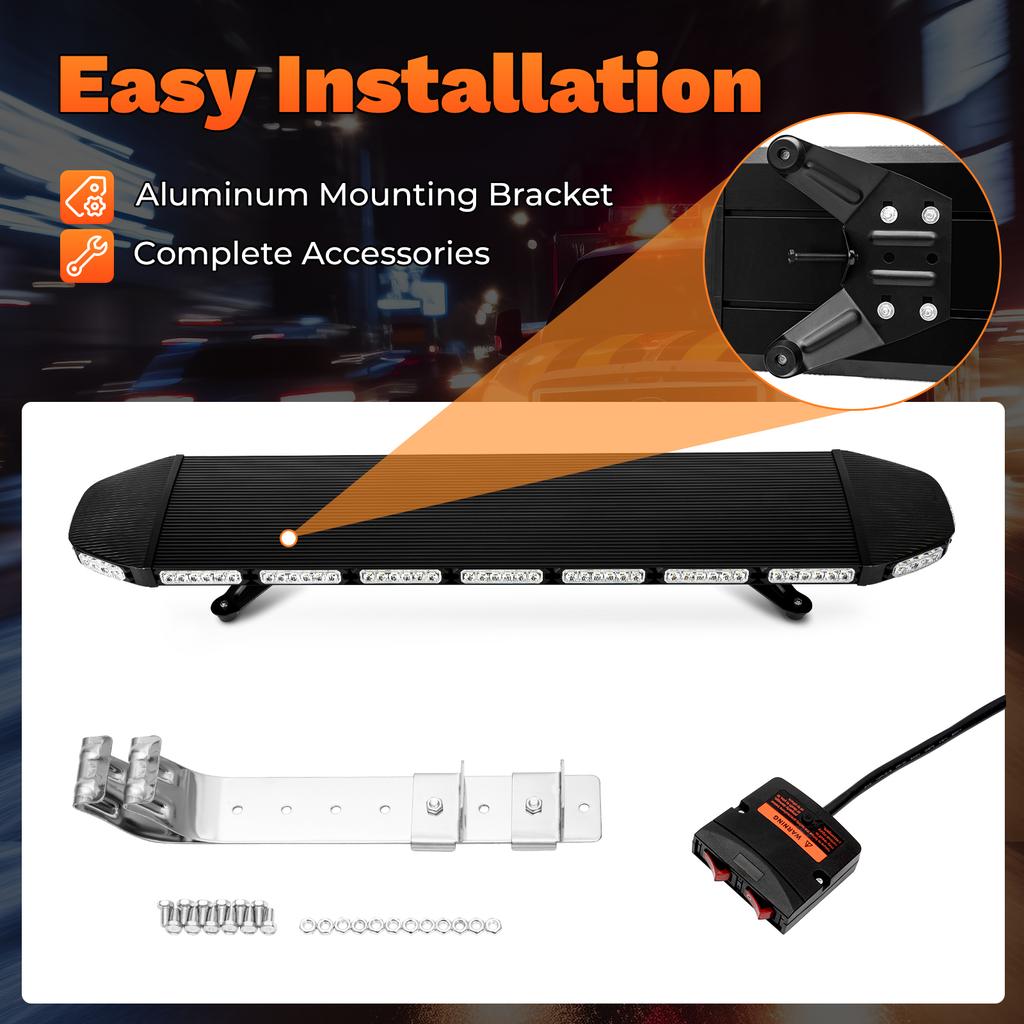 108LED Strobe Light Bar, 15 Mode IP66 Waterproof Warning Beacon for Emergency Truck Snow Plow Tow Vehicle