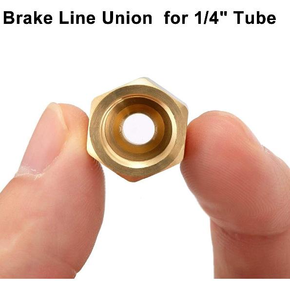MuHize 1/4 Brake Line Fittings - Upgraded 15 Pieces 7/16 24 Threads Brake Union Fittings Assortment For 1/4” Brake Tube (5 Unions, 10 Nuts)
