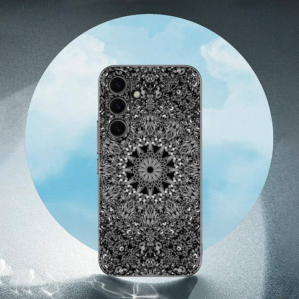 Mandala Flower Pattern Luxury Luxury Black Phone Case For Samsung Galaxy S23 S24 S25 Ultra S22 Plus S21
