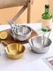 Verdickte Schüssel aus Edelstahl Sus304 mit Griff, Vintage & Schlichtes Design, Goldene Farbe, Mehrzweckschüssel für koreanisches Essen