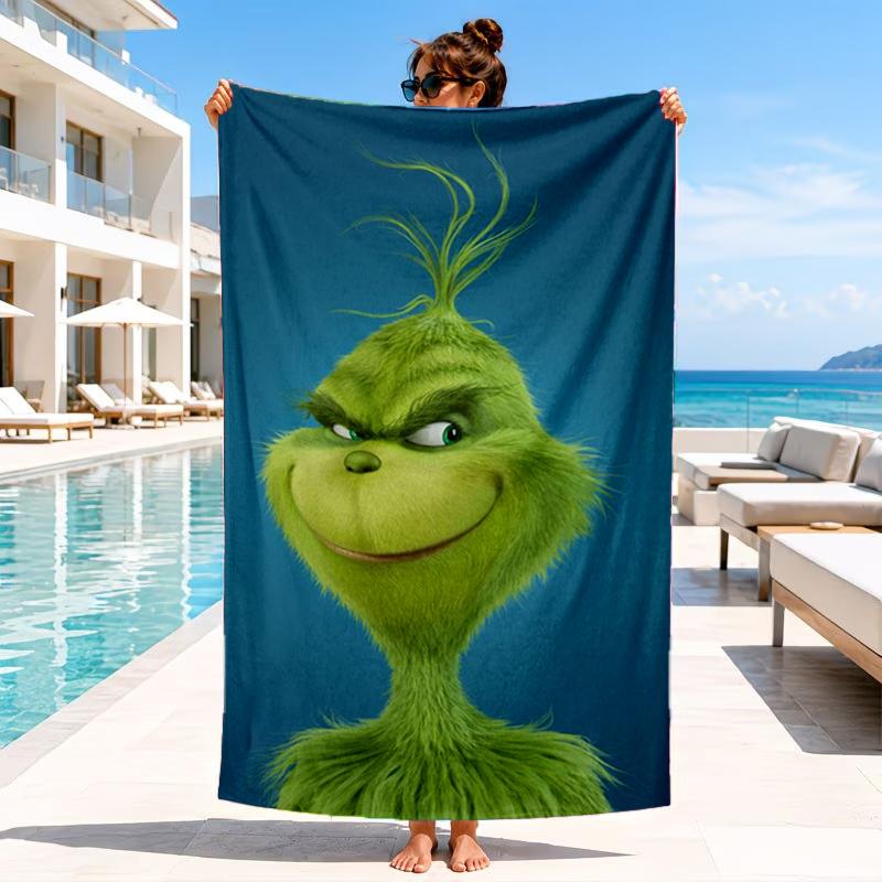 Green monster Christmas Spirit Beach Towel, Microfiber Beach Towel, Perfect For Pool, Beach, Travel, Home Decor Beach Party Fan gifts