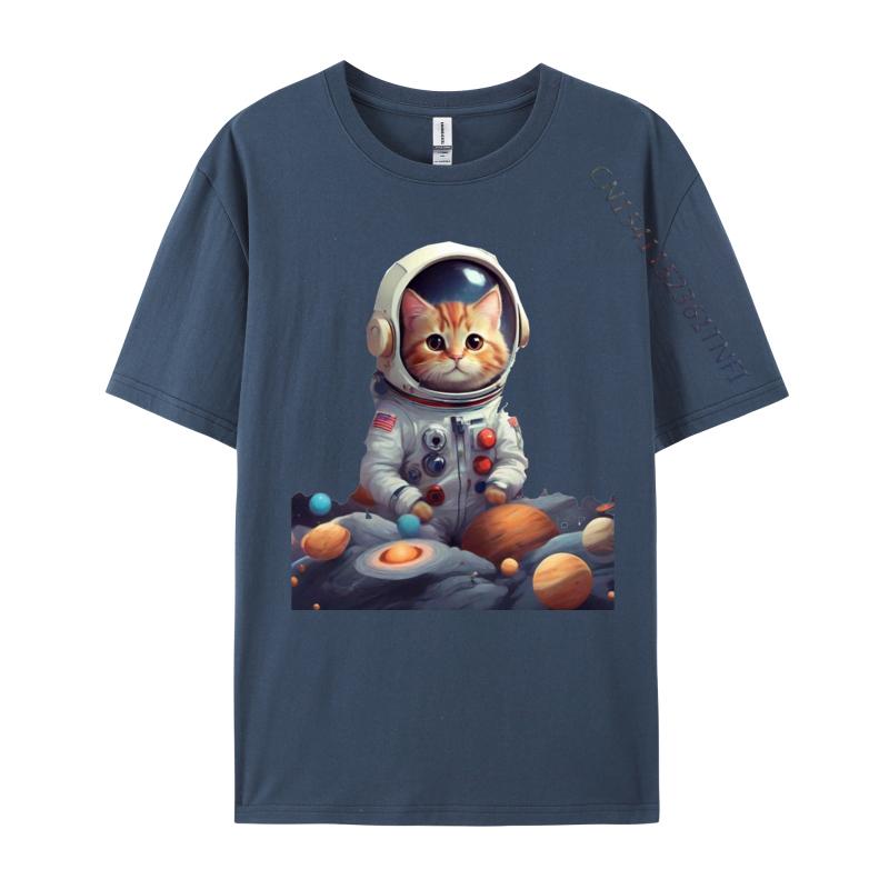 Space Cat TShirt Discount VALENTINE DAY Premium Cotton Tops Tees Tops Shirts Cat In Space Funny Shirts