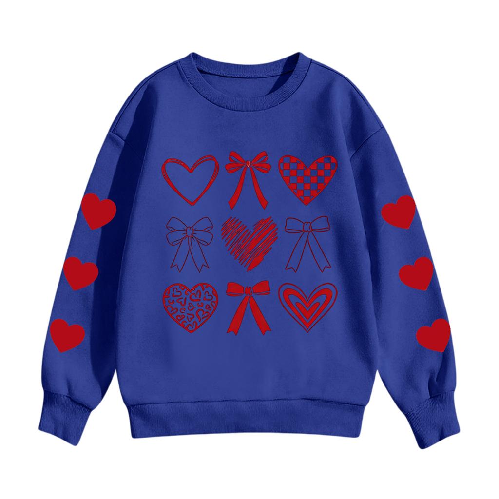 Children's Casual Round Neck Printed Pullover Long-sleeved Hooded Sweatshirt Top