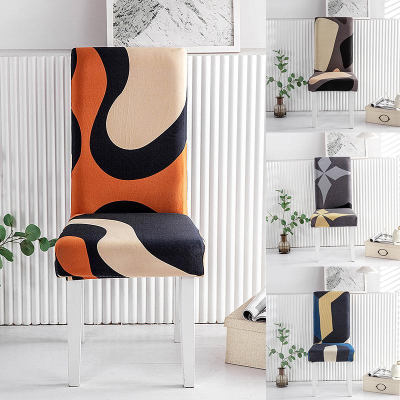 3D-Druck Esszimmerstuhlbezug Strech Geometrischer elastischer Stuhlbezug Sitzbezug für Küchenhocker Home Hotel Hochzeitsdekoration