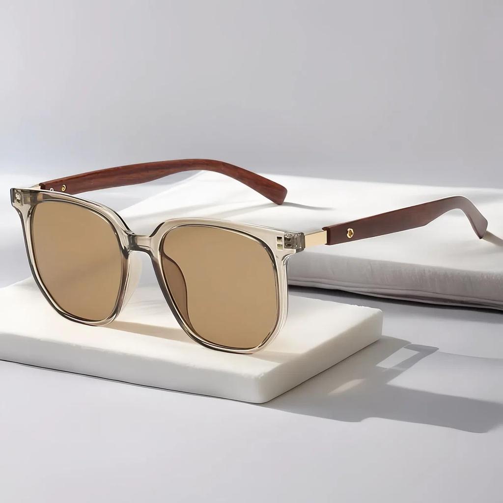 Occhiali da Sole Retrò da Uomo Moda Quadrati Occhiali Vintage da Sole Donna Lusso Legno Lente Anti-Blu Raggi Occhiali UV400