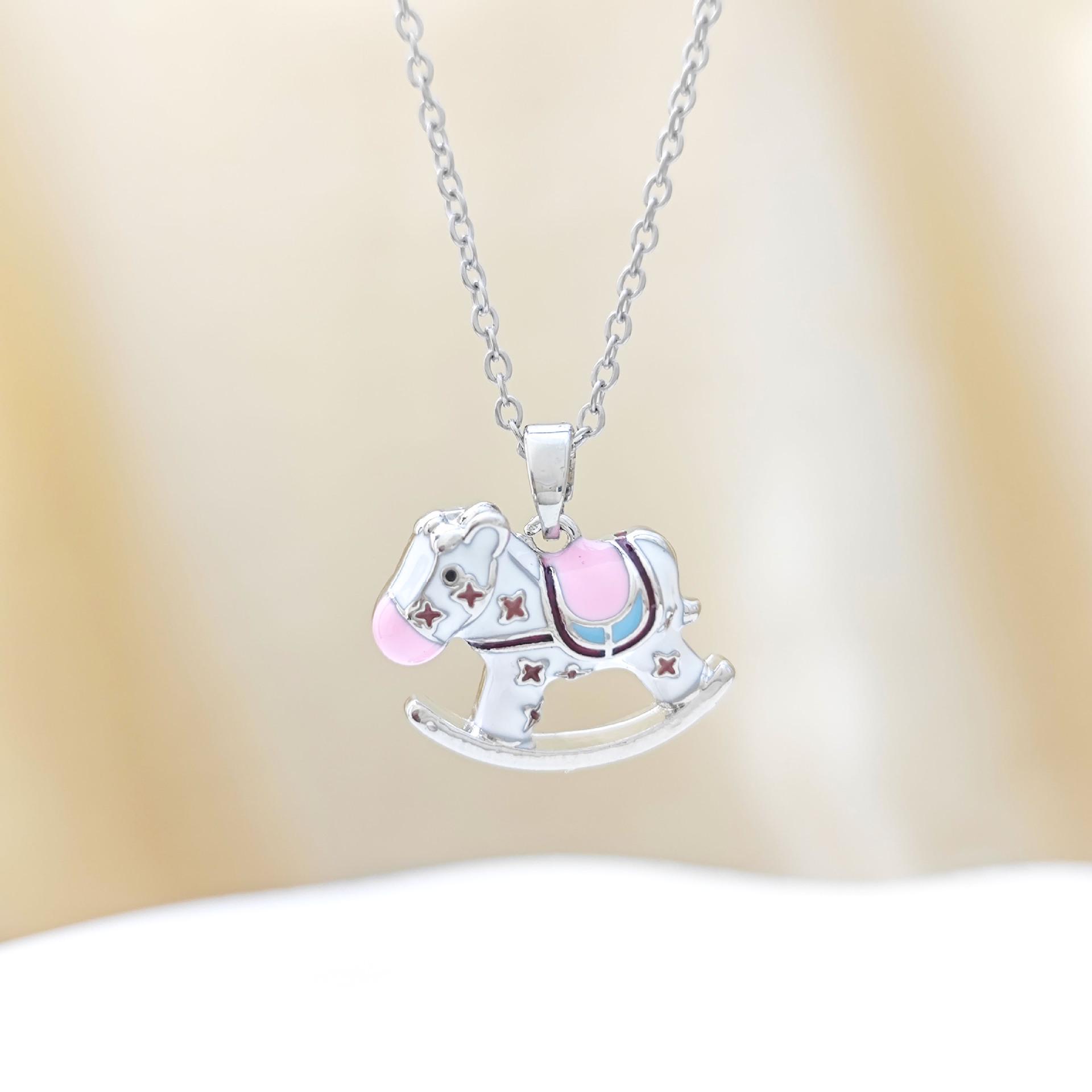 

Colorful Carousel Pendant Necklace: Enamel Jewelry for Women, Childlike Dopamine Donut Design