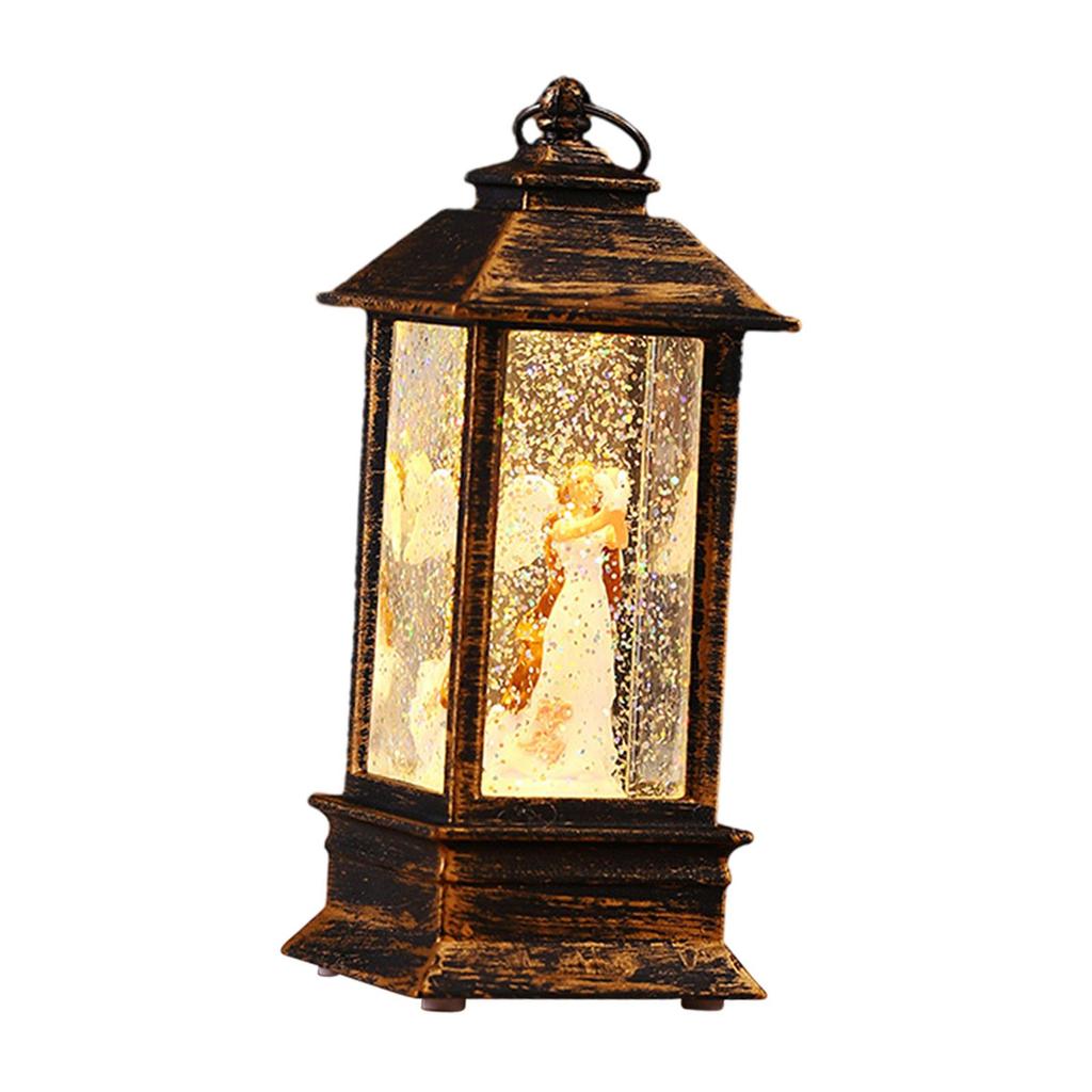 Lighted Christmas Snow Globe Lantern Birthday Gift Desktop Figurine Table Centerpiece for Holiday Xmas Desk Living Room Office
