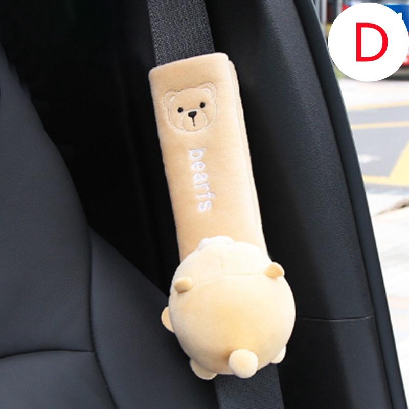 Comfortable Soft Car Seat Cover Cute Animal Pink Cat Auto Seat Belts Covers Plush Shoulder Car Accessories