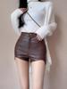 Faux Leather Goth High Waisted Female Shorts Y2k Sexy Black PU Fashion Casual Summer Shorts Pants Women Clothing