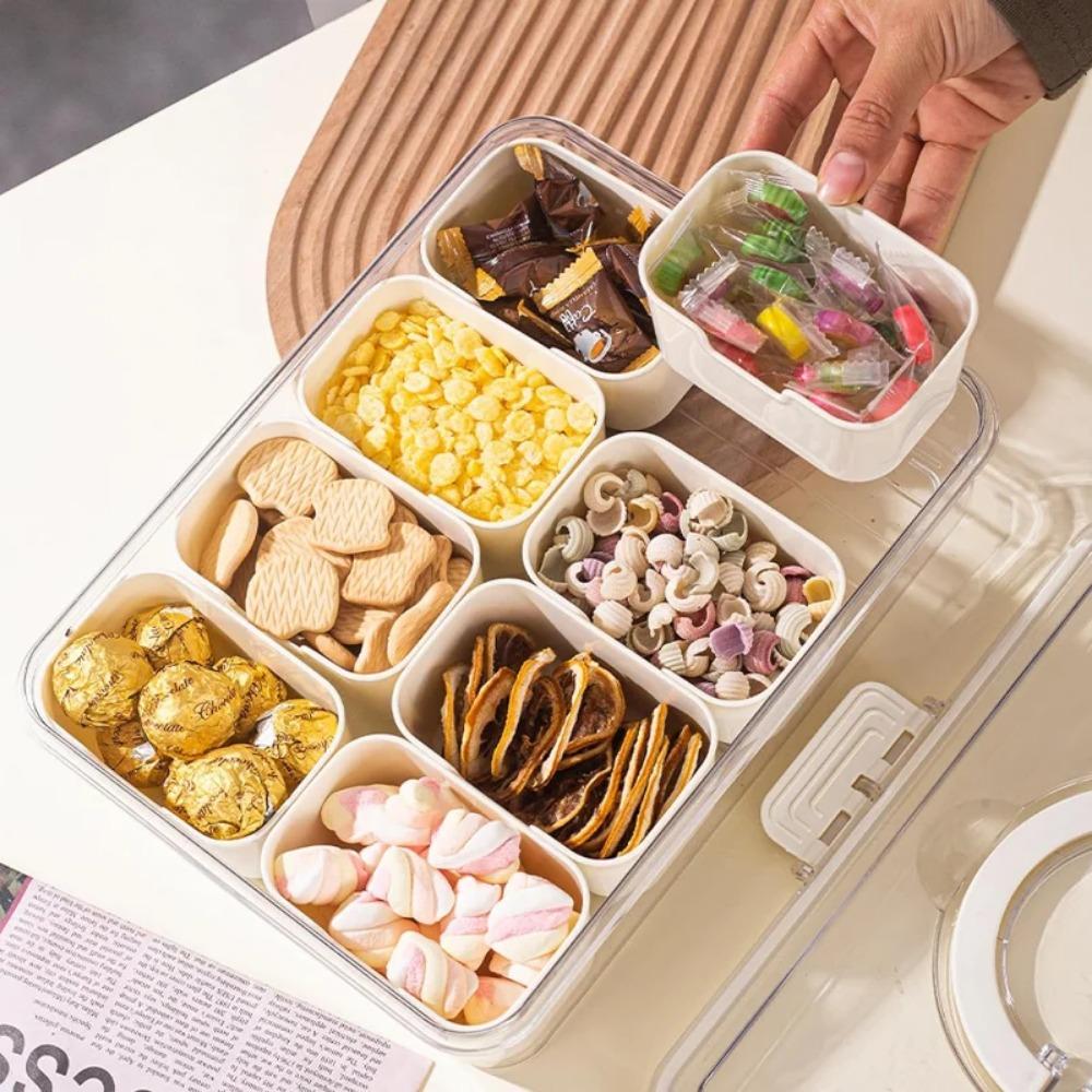 8 Grids Divided serving Tray storage Box Kitchen Portable Sub-formatSeasoning Separator Box Fresh-keeping Snack Fruits Food Box