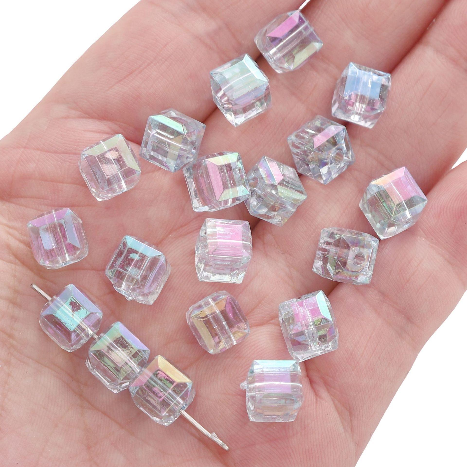 

Бусины ручной работы Акриловые 8 мм Иллюзия Имитация Стеклянные квадратные бусины Аксессуары для самостоятельного изготовления Бусины россыпью Ручные бусины Материал для цепочки сотового телефона Упаковка 220 pcs синий