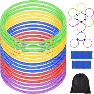 JESSFAR Conjunto de Amarelinha de Treinamento de Exercícios Velocidade Equilíbrio Plano 5 Sacola de Armazenamento Incluída Argolas, 28cm, 15, Brincadeira Interna/Externa, Argolas, Equipamento, Argolas,