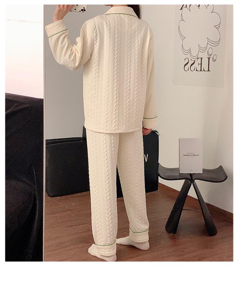 Women's Fall/Winter Thick Cotton Pajama Set - Long Sleeve & Pants