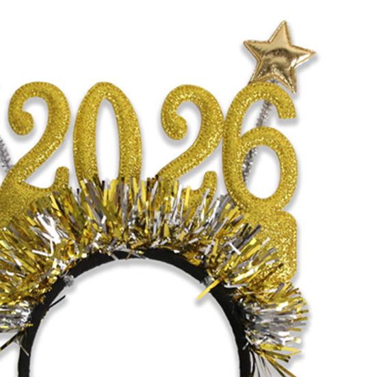 New Year Eve Party Supplies 2026 Glitter Tinsel Headband And Glasses Set for Happy New Year Party Celebration