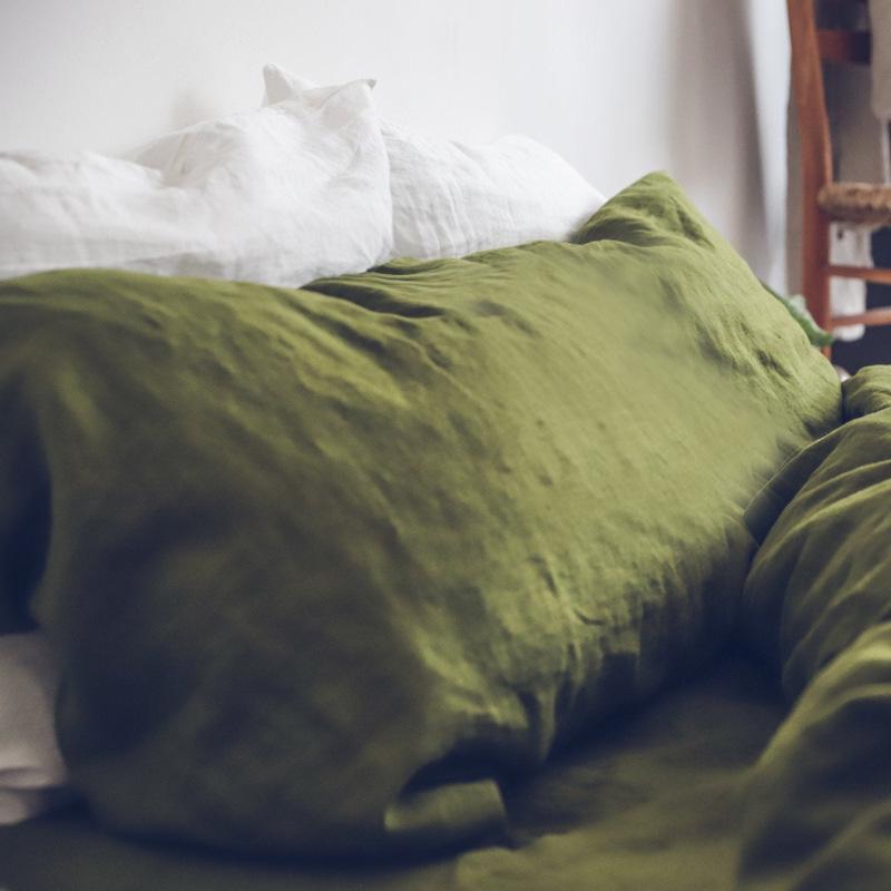 Nordic Pure Linen Double Long Pillowcase - Solid Color for Spring/Summer 74cm