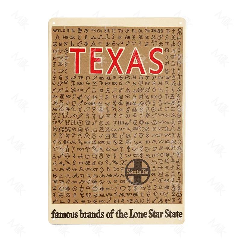 God Bless Texas Retro Tin Sign Vintage Texas State Flag Metal Sign Texans Lone Star Wall Decor Shop Mural Bathroom Sign 12x8in