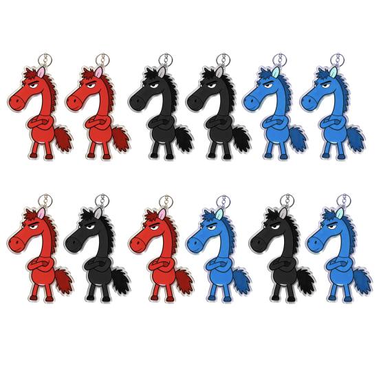 2Pcs Arm-Crossing Horse Keychain Acrylic Bag Charm Pendant Year of Horse 2026 Scratch-Resistant Key Ring Backpacks Accessories