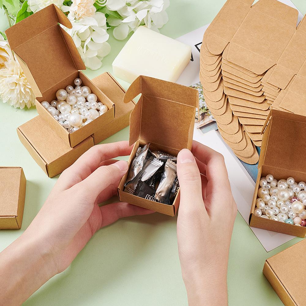 100pcs Cardboard Gift Packaging Boxes Folding Boxes for Hand-made Soap Square BurlyWood Finnished Product: 5.5x5.5x2.5cm