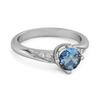 London Blue Topaz Classic Solitaire with Accent CZ Ring - 925 Sterling Silver