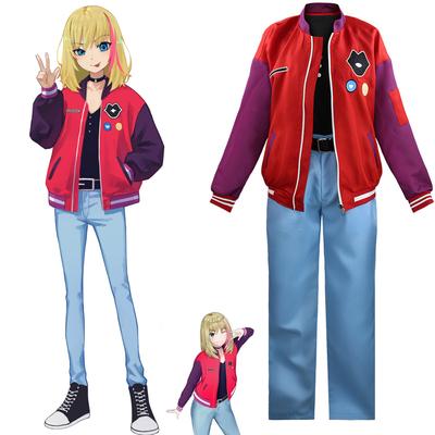 Kawai Rika Kleidung Wunderei Cosplay Rote Bomberjacke Damen Basic Jacke und Hose Teenager Animation Uniform Zubehör Gürtel Set Halloween Party