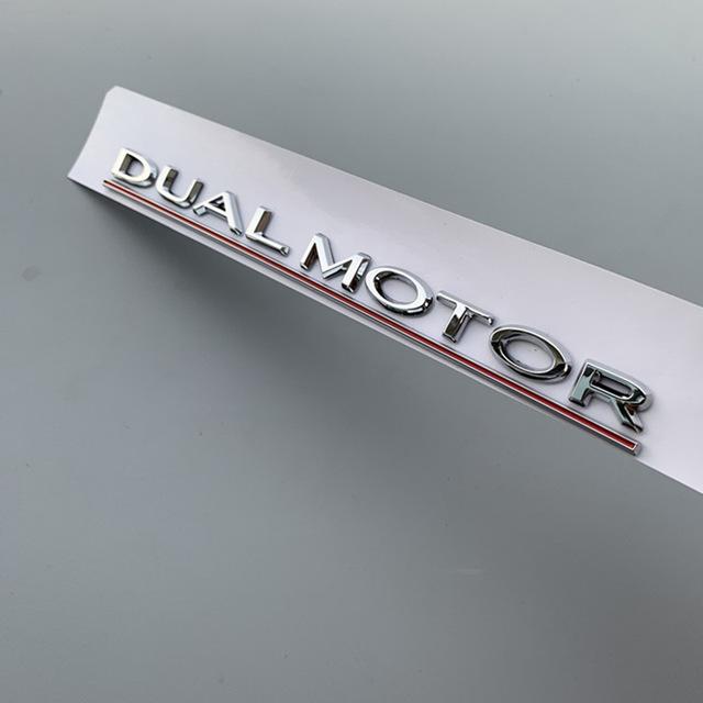 

DUAL MOTOR Underlined Letters Emblem for Tesla Model 3 Car Styling Refitting High Performance Trunk Badge Sticker Chrome Black