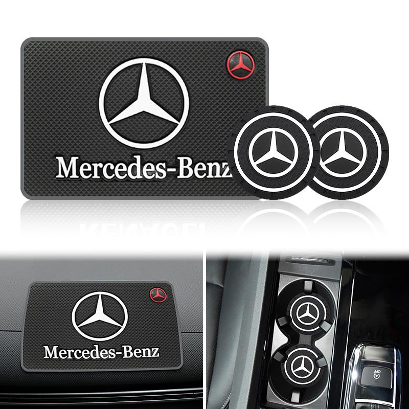 Car Coasters Water Cup Slots Non-Slip Mat For Mercedes Benz AMG G350 G500 G63 S680 GLS600 Anti-skid Coaster Interior Accessories