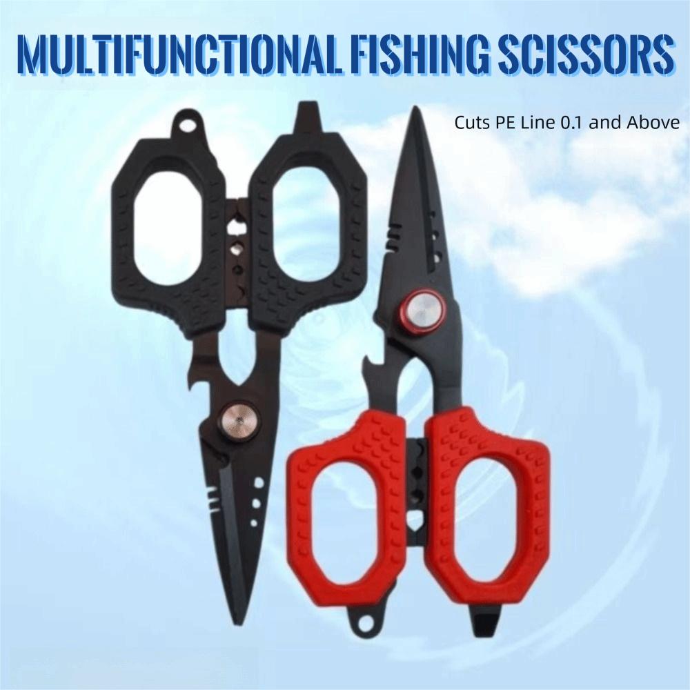 Anti-slip Grip Braid Line Cutter Double Serrated Luya PE Scissors  Saltwater Fishing
