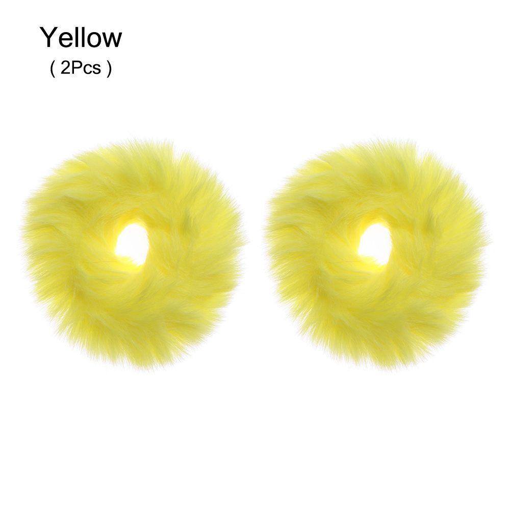 2Pcs Women Girls Winter Fur Hair Scrunchies Pom Pom Hair Tie Fuzzy Elastic Hair Bands Ponytail Holders Hair Accessories