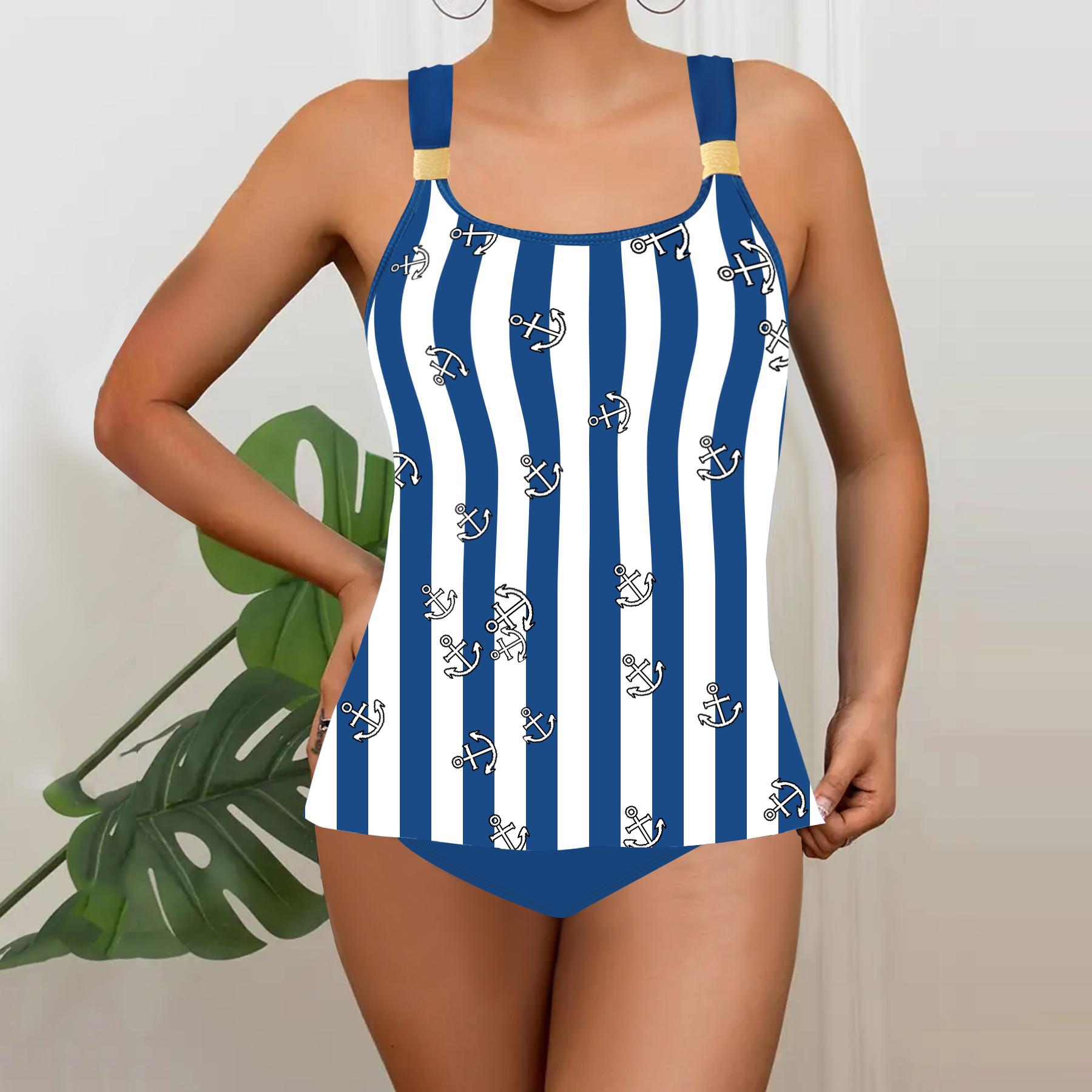 

Женский сексуальный тонкий купальник с бретельками и разрезом на бретельках плюс размер купальника (Набор из двух частей) 4XL синий