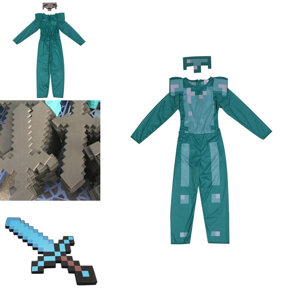 Minecraft Steve Armor Child Cosplay Costume Jumpsuit For Boys And Girls Perfect For Halloween And Dress Up Events