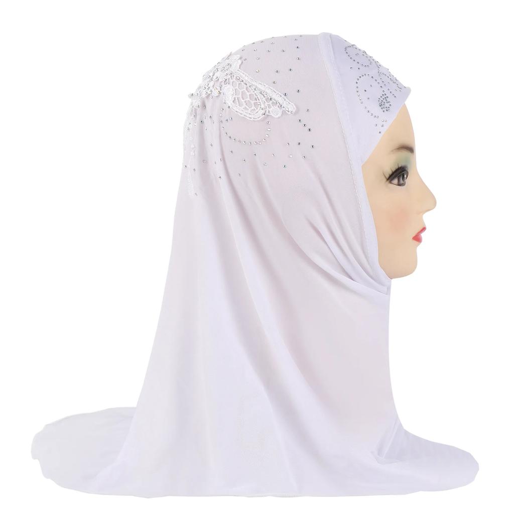 Easy To Wear Girls Instant Hijab Scarf Muslim Hijabs Handmade Flower Amira Lovely Flower Headscarf Turban for 2-6 Years Kids